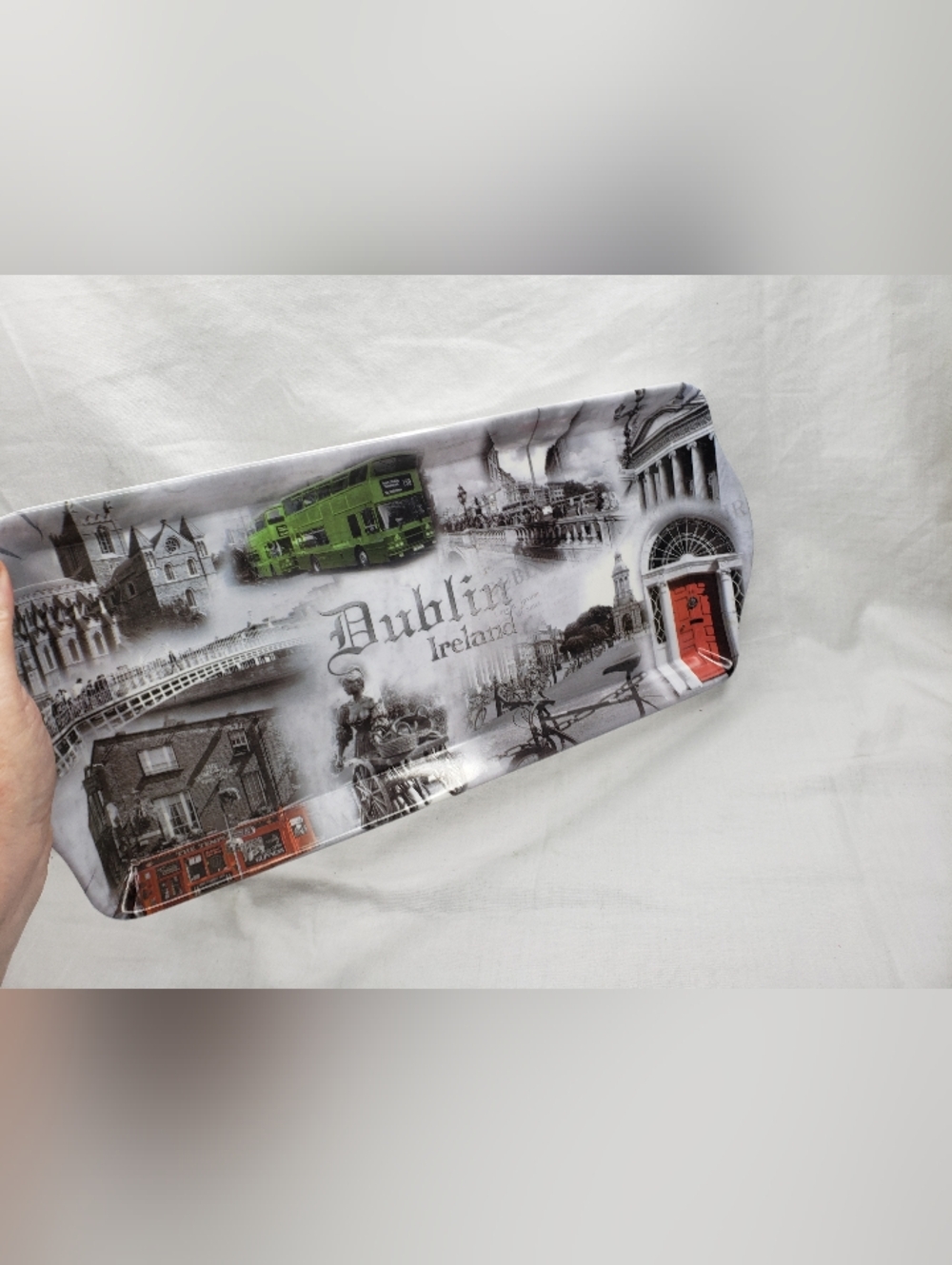 Rectangular Trinket Tray Featuring Dublin Ireland Sights 15 x 7 Inches
